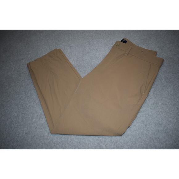 J Crew Golf Pants Flex Mens Size 34 x 30 SLIM Tan Polyester Performance Flat - Picture 1 of 6